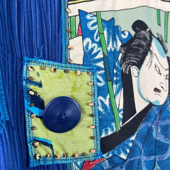 Surya Vintage Jacket Button Up Artsy Multi-Pattern Asian Patchwork Print Size M - Picture 10 of 16